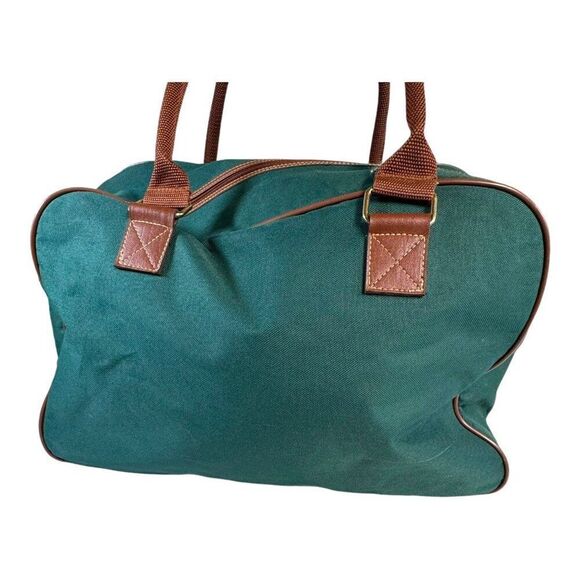 Vtg Ralph Lauren Green Brown Canvas Travel Duffle Bag Set Overnight Weekender - Picture 14 of 16